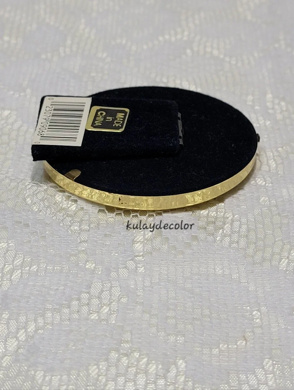 Vintage Solid Brass Round Picture Frame Hand Polished Lacquer Coated Easel Back